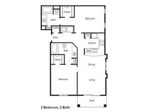 2 Bed, 2 Bath A with Garage 12-1221 floor plan